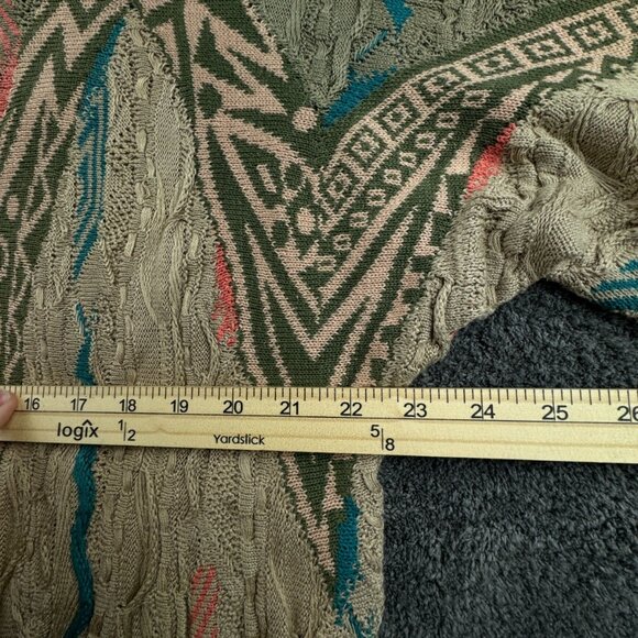 Coogi Sweater Medium Beige Colorful Pullover 3D Knit Crew Neck Cotton Designer - Picture 5 of 16